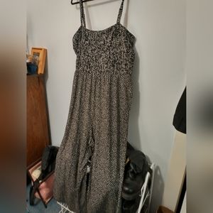 Old Navy Stretch Jumpsuit Spaghetti Straps Black/White Dot Print Size 2X